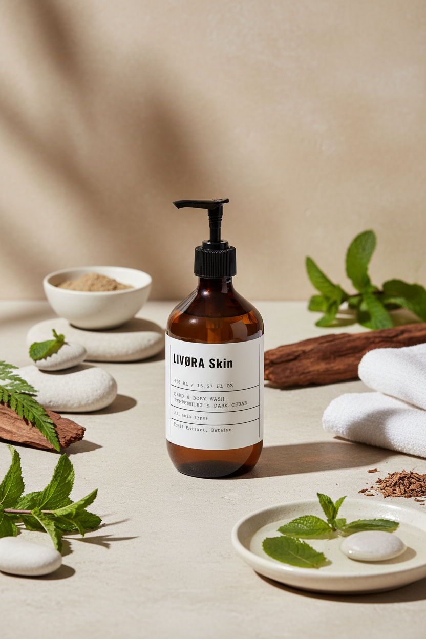 Hand & Body Wash, Peppermint & Dark Cedar